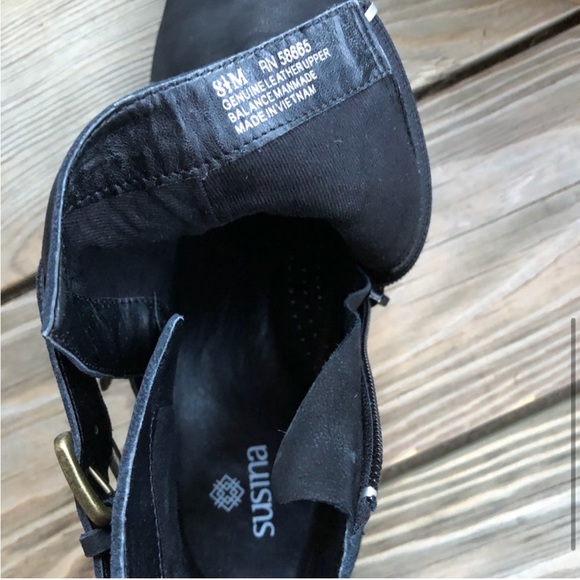 Susina Veronika Buckle Booties Black Suede - Picture 4 of 6